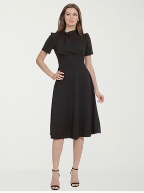 Classic Black Midi Dress with Back Zip
